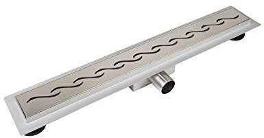 VBChome 80 cm Wave DECOR Bonde de douche siphon autonettoyant avec système anti-odeurs Tailles 60-90 cm Caniveau d'écoulement très plat pour salle de bain