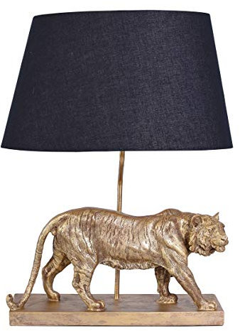 Tischlampe Tiger Figurenleuchte Tischleuchte 8ohne Leuchtmittel) Tigerfigur Nachttischlampe Schwarz cw232 Palazzo Exklusiv