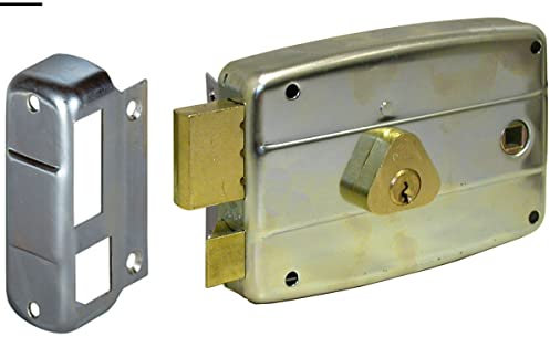 CISA 150471602, Serratura da Applicare a Cilindro per Portoncino, Entrata 60 mm, Quadro Maniglia Passante, Mano Sinistra