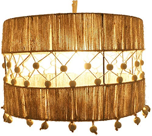 GURU SHOP Deckenlampe/Deckenleuchte, in Bali Handgefertigt aus Juteschnur - Modell Linea, Synthetisch, 30x45x45 cm