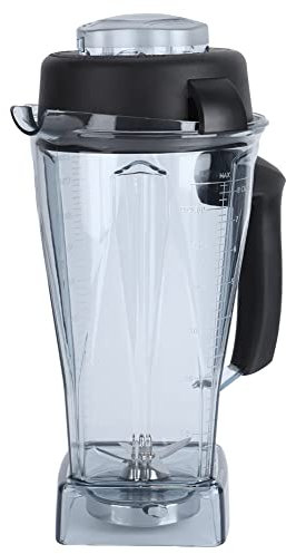 Petyoung Recipiente transparente para licuadora de frutas de 64 onzas, vaso transparente para batidora de frutas, taza con tapa de hoja a prueba de derrames, apto para Vitamix