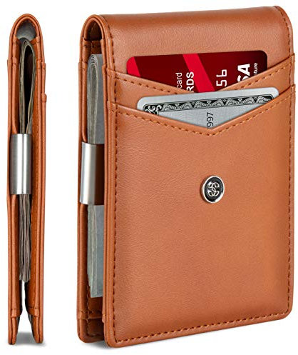 Suavell Herren Geldbörse, Minimalistisch, RFID-Geschützt, Braun, Leder, 11 Kartenfächer, Kompakt, Geschenkbox enthalten