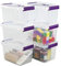Farmoon 5L Clear Storage Box, Plastic Boxes with Lid and Purple Handle, Pack of 6