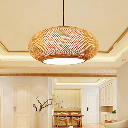 Vintage Pendelleuchte Retro Bambus Hängeleuchte Handgewebte Laterne Pendellampe E27 Höhenverstellbare Kronleuchter Esszimmer Schlafzimmer Wohnzimmer Hängelampe Bar Küche Dekorative Beleuchtung,60cm …