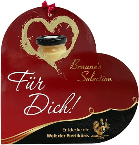 Braune’s Selection – Herzedition – 16 x Eierlikörgläschen à 25 ml in Herzgeschenkverpackung (14% vol.) – Ideal für Muttertag, Vatertag & Geburtstag – Geschenk von Herzen – Cremig & Mild