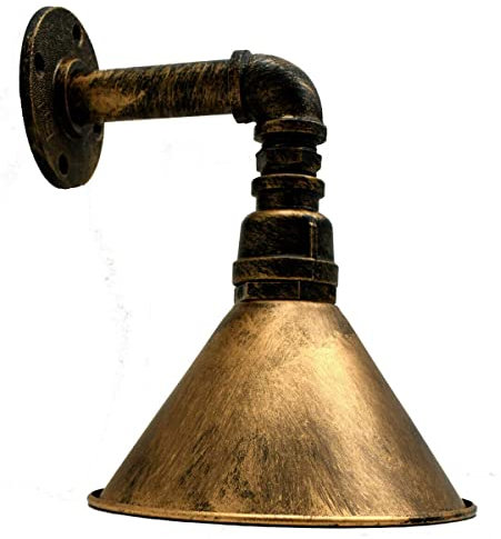 LEDSone Steampunk Vintage Wandleuchter Antik Metall Wasserrohr E27 Wandleuchter Wandhalterung Lampenfassung Beleuchtungskörper für Schlafzimmer Wohnzimmer (Gebürstetes Kupfer)