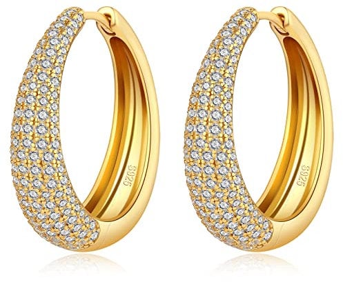 Creolen Gold Groß Damen Ohrringe Creolen Gold Creole Groß Silber 925 20mm Hängende Ohrringe Vergoldet
