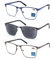 MODFANS 3-Pack Reading Glasses Men Blue Light Blocking Metal Frame Rectangle Style Stainless Steel Material Spring Hinges Includes Sun Readers