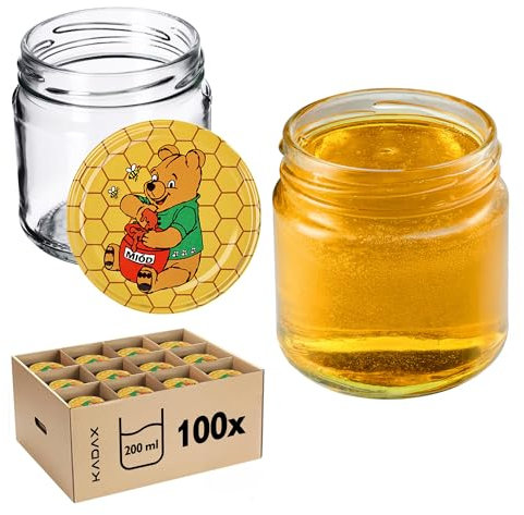 KADAX 100er Set Einmachgläser 200 ml mit Twist-Off Deckel Ø 66 mm – Dickwandige, luftdichte Dessertgläser, spülmaschinenfest, ideal für Marmelade & Eingemachtes