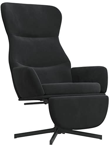 vidaXL Relaxsessel, Drehbarer Sessel mit Fußstütze, Fernsehsessel Polsterstuhl Metallgestell, Polstersessel Lesesessel Wohnzimmer, Schwarz Samt