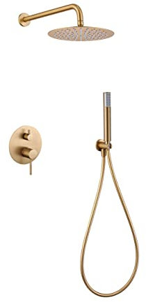 MICE - Unterputz-Duschset zur Wandmontage, Einhebelmischer mit 2 Wegen, Wasserhahn, für Badezimmer, Gold, gebürstet, Duschset