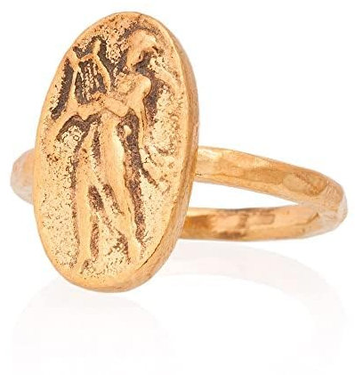 Apollo-Münzring, antiker römischer Münzring, Signet-Münzring. 24K vergoldeter antiker griechischer Silberring. Münzring aus 925er Sterlingsilber.