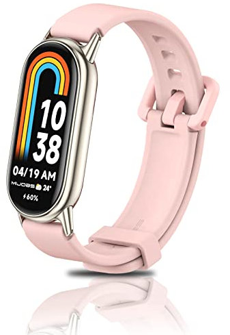 MIJOBS Mi Band 8 Strap, Soft and Breathable Sports Strap Compatible with Xiaomi Mi Band 8 Silicone Strap Replacement Bracelet Accessories, Rose Gold, mi band 8, Modern