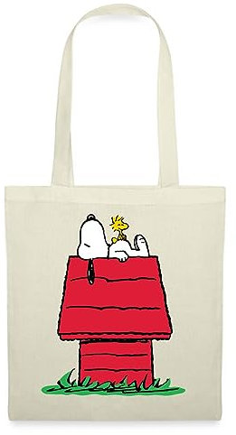 Spreadshirt Peanuts Snoopy Und Die Hundehütte Stoffbeutel, One size, Natur