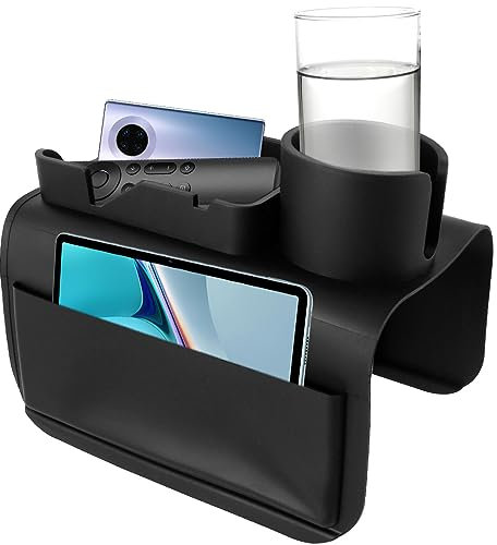 Sofa Candy Organizer with Tray Silicone Sofa Armrest Tray Large Capacity Couch Armrest Tray Multifunctional Sofa Cup Holder Grey Couch Caddy with Cup Holder for Cups Glasses Remote Control Phone