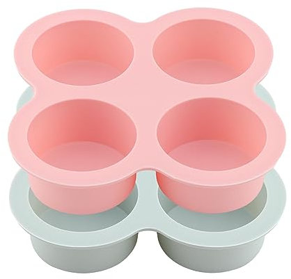 Molde de silicona para huevos para freidora de aire, 2 moldes reutilizables para huevos, sartenes antiadherentes para hornear, molde de hornear cupcakes de 4 cavidades para hacer mini pasteles, molde