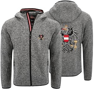 Hoamatkult Österreich Kultjacke mit Kapuze Herren - das Original - Österreich Adler Strickfleece Jacke - Jacke mit Österreich Adler Stick