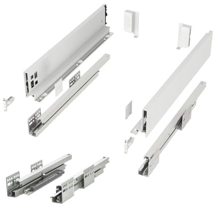 SOTECH Système de tiroirs JUNKER SLIM avec Push to Open (blanc, hauteur 84 mm, profondeur 550 mm, capacité de charge jusqu'à 35 kg) Tiroir de cuisine avec profils de 13 mm