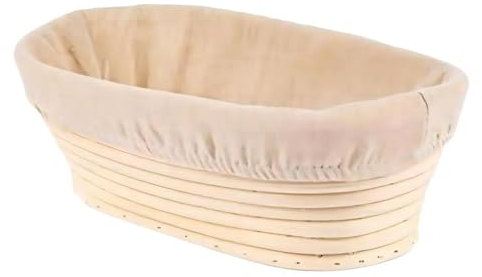 Hoquare Bread Proofing Basket, 28cm Oval Natural Rattan Sourdough Proving Basket, Banneton Dough Baking Mold with Cloth Liner 28x15x8cm for Home Bakers Sourdough Starter Kit