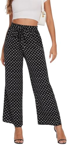 Actcat Damen Hose mit weitem Bein, leicht und elegant, elastischer Bund, Sommerhose mit Taschen, für legere Arbeit geeignet Stoffhose Damen Sommer Viskose Hose Damen Sommer leicht,Mintgrün,M