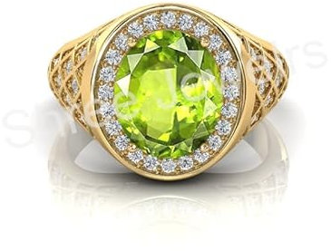 Shree Jewelrs Original zertifizierter natürlicher Peridot (Goldstein) Ring – 11,00 Karat/12,38 Ratti zertifizierter handgefertigter Fingerring Chrysolith-Ring PANCHDHATU Ring für Damen und Herren