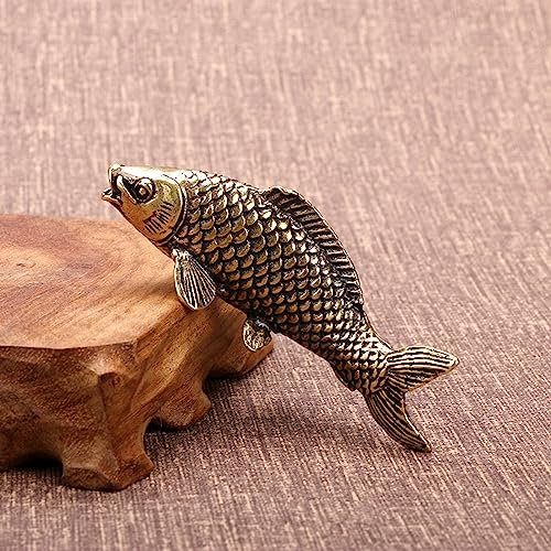 JIAPAILAIYUN Messingfigur, 8,1 x 2,8 cm, massives Kupfer, Koi-Karpfen, Antiquitäten, Reichtum sammeln, Bronze, Tee-Haustier-Simulation, Messing-Karpfen, jedes Jahr gibt es einen anhaltenden Duft,