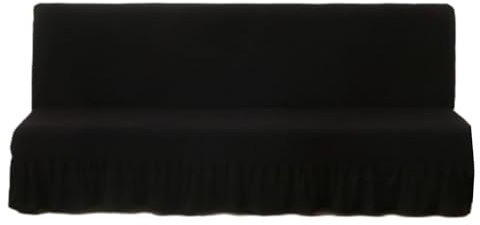 DOTBUY-SHOP Housse de Canape Clic Clac avec Jupe, Couleur Unie Housse de Canapé sans Accoudoirs 1/2/3 Place Housse de Canapé Lit sans Bras Housse de Canapé Futon (Noir,190~220cm)