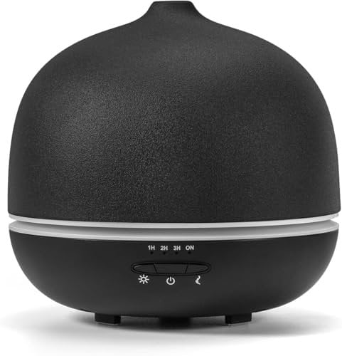 JESMAY Diffuseur d'arômes en céramique pour huiles essentielles - 500 ML - Humidificateur Noir - Bande Lumineuse ambiante 7 Couleurs - avec minuteur - Arrêt Automatique sans Eau