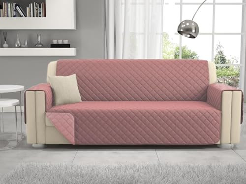 Passione per le tele Copridivano reversibile in microfibra antimacchia e antipelo. Salvadivano Bicolor disponibile in 6 varianti made in Italy (rosa chiaro/scuro, 4 posti)