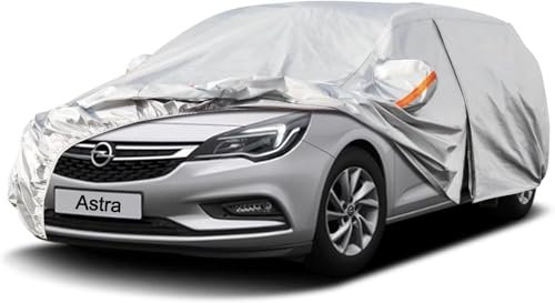 Kayme Kombi Autoplane Wasserdicht Atmungsaktiv für Opel Astra L K J Sports Tourer H Caravan (2004-2025), 6 Schichten Vollgarage Autoabdeckung für Sonne Staub Schutz, mit Reflektierenden Streifen.