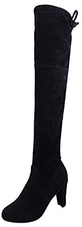 Lungo Gli Stivali Stivali Scarpe Stivali Comfort Tacchi Ginocchio Inverno Sopra Donne Stivali Calzino Fit Stivali Alti Coscia, Nero , 38 EU