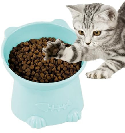 Cuenco elevado para gatos | Cuenco elevado con forma de gato - Plato para gatos antideslizante y antirruido, cuenco elevado para gatos que protege la columna vertebral de la mascota, cuenco inclinado