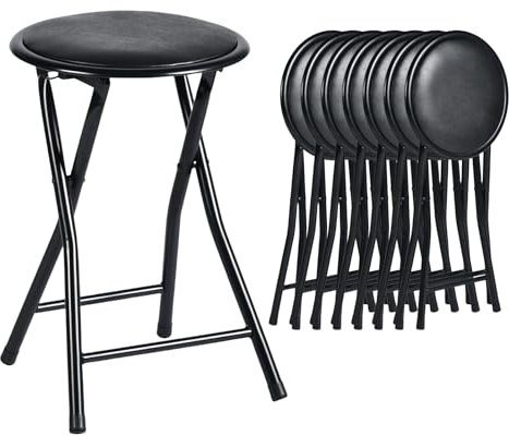 ZZINOKE Klapphocker 8er Set,Kein Zusammenbau Erforderlich,30×30×46cm,Tragbarer Klapphocker mit Polsterung,Geeignet für Küche,Balkon,Bistro,Garten und Außenbereich (Schwarz)