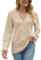 Atxnn Chemisier Femme Élégant Blouse Col en V Chemisiers Mode à Manches Longues Chemise Couleur Unie Décontracté Tops