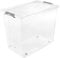 keeeper Aufbewahrungsbox mit Deckel und Rollen, 74 L, 59 x 38 x 47 cm, Clipbox, leo, Transparent
