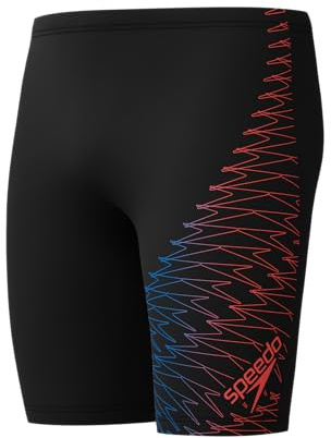 Speedo Medley Logo Jammer da Nuoto per Uomo, Black/Neon Coral, 40