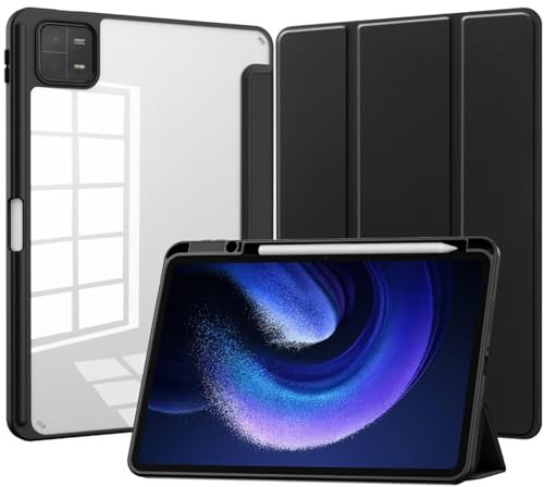 CAUHENYEE Funda para Xiaomi Pad 7/7 Pro Carcasa, [Triple protección] a Prueba de Golpes, Cierre magnético, Parte Trasera Transparente - Función de suspensión y Soporte Plegable - Negro