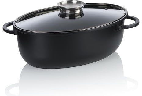 kela Cocotte ovale 8 litres ATURA, Dutch Oven, Cocotte en fonte avec couvercle Induction, fonte d'aluminium à revêtement céramique, sans PFAS