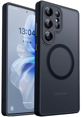 CANSHN für Samsung Galaxy S25 Ultra Hülle mit Kameraschutz für Magsafe (TOP Militärschutz & Magnetkraft) Extrem Haltbarkeit Handyhülle S25 Ultra Case - Transluzente Matt Schwarz