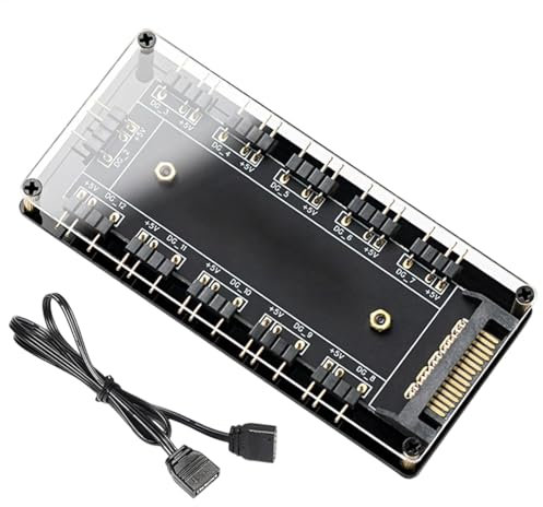 Computer Fan Hub, ARGB Controller, LED Light Strip Controller, 10-in-1 Hub, Material, Efficient Cooling Solution (black) For ARGB PC Case, Game Computer Fan