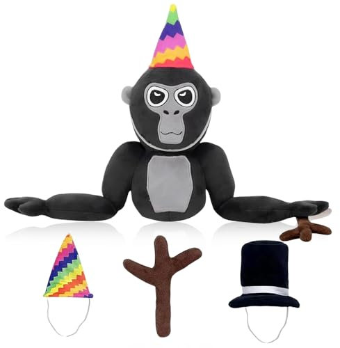 HOVCEH Gorilla Tag Plush, Soft Gorilla Kuscheltier für Spiel Fans Geschenk, Niedliche Gorillas Tag Affenplüsch für Kinder Erwachsene zum Spielen, Sammeln & Kuscheln (Schwarz)