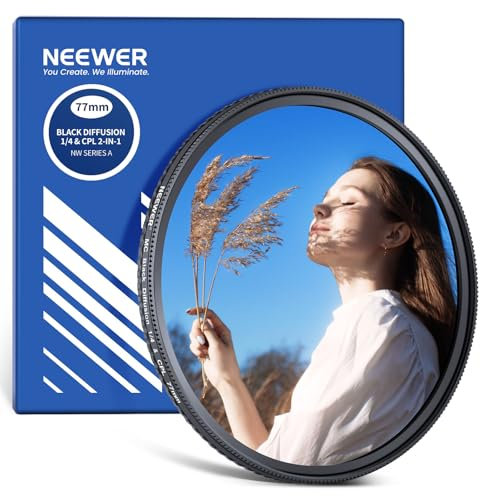 NEEWER 2 in 1 CPL Polfilter+Black Diffusion 1/4 Filter, 77mm zirkularer Polarisationsfilter sanfter Kameraobjektiv Effektfilter mit schlankem Aluminiumrahmen und mehrfach beschichtetem optischem Glas
