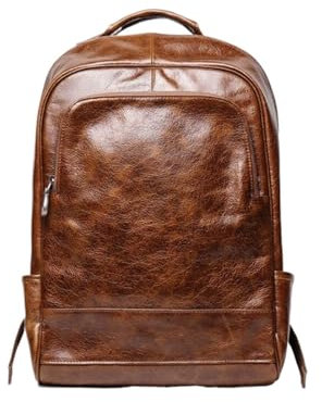 Lejdi Mochilas for hombre, bolsos for ordenador portátil, maletines, mochilas informales de cuero genuino, bolsos for ordenador, bolsos de viaje(Yellow)