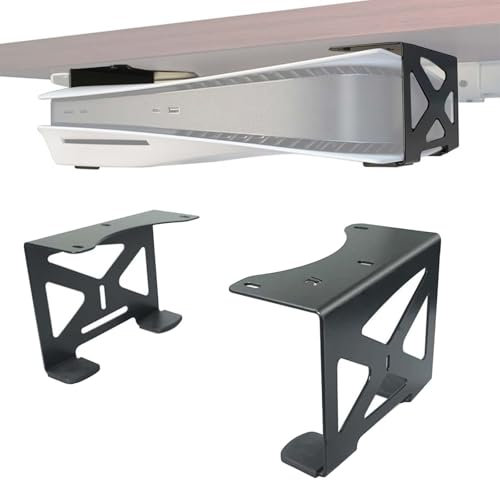 TREABEAR Supporto Orizzontale per PS5 Nero, Installazione Sottotavolo Stand per PS5, Risparmia Spazio Accessori per Playstation 5, Compatibile con Console per PS5 Slim Supporto Orizzontale