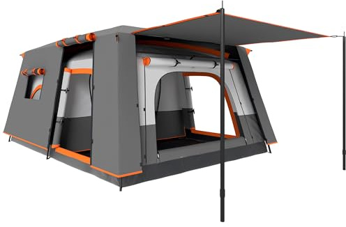 Outsunny Campingzelt für 4 Personen leicht, stabil wasserabweisend Tunnelzelt mit Vordach Bodenplane Seitentür Fenster Packtasche 3000mm Wassersäule groß Familienzelt Zelt für Camping Reise Garten