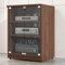 Rivorne HiFi Rack Phonoschrank, AV-medienständer,phonoschrank, HiFi Regal, Panplatte, Spanplattenmaterial Glastürschloss for Zuhause/Büro/Theater-Einfach zu Montieren(Walnut,3-Tier H80CM/31)