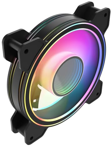 CiT Celsius PC Case Dual-Ring Cooling Fan 120mm Black With 21 integrated LEDs, Infinity Center, PC PWM Silent Fan With 800-1500 RPM & ARGB 5V 3pin Aura Sync
