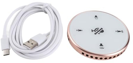 Segrehy Desktop USB Conference Speakerphone Microphone 360° Omnidirectional PC Computer Condenser Mic with Speaker Volume Adjustment Plug Play for Small Conference Rooms Online Classes