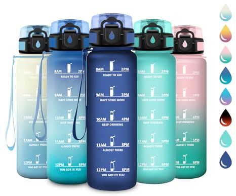 Gourde Enfant 500ml, Bouteille d'eau de Motivation avec Marqueur de Temps, Étanche et Réutilisable, Gourde avec Filtre sans BPA, Bouteille Réutilisable pour l'école, Sport, Bureau, Yoga, Camping