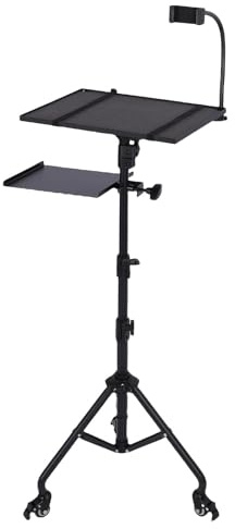 Oreilet Projector Stand Tripod, Adjustable Height 2 Shelves Mobile Laptop Tripod Stand with Wheels, Portable Rolling Laptop Stand Cart for Meeting Office Stage Home Outdoor